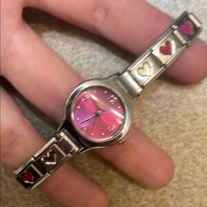 Pink Heart Bracelet Watch